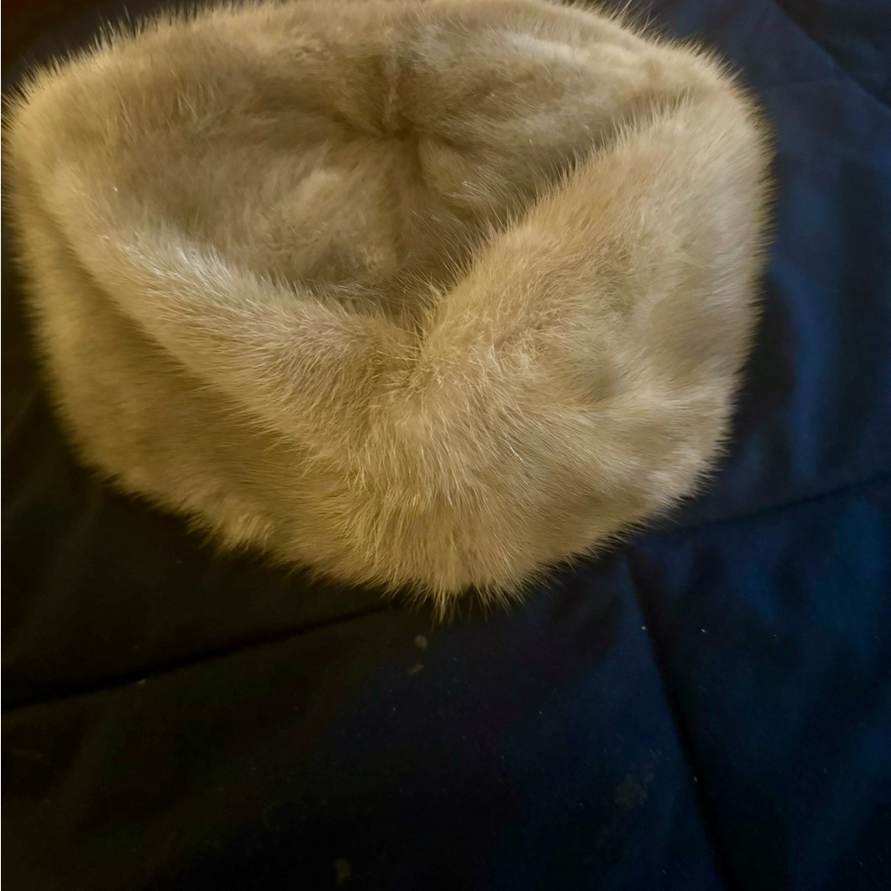 Vintage mink pillbox hat